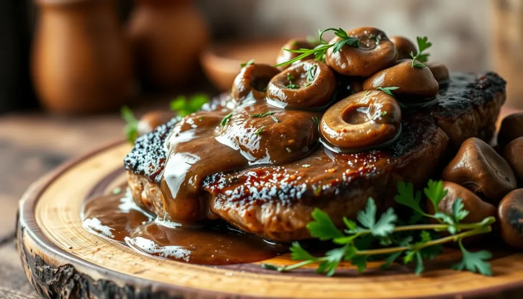 Steak aux champignons