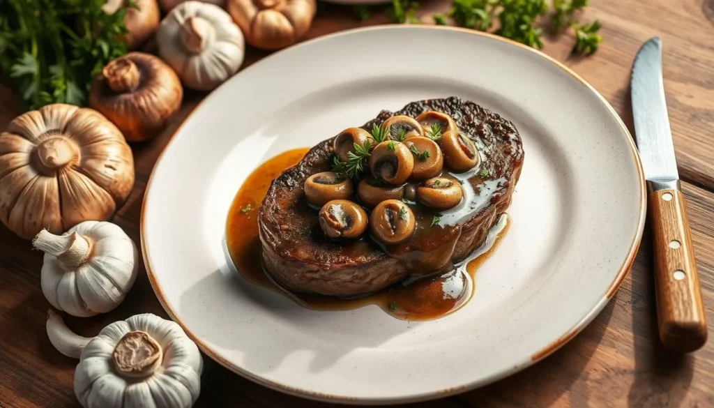 Steak aux champignons